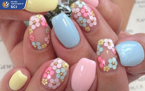 Đem cả vườn hoa vào bộ nail của bạn mà không sợ rối mắt với màu pastel - hoidapnails.com