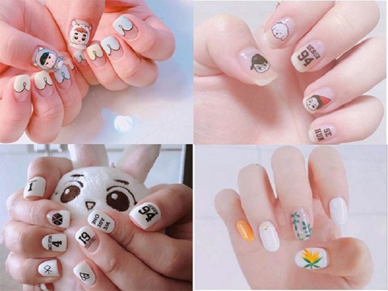 mẫu nail vẽ thiết kế dễ thương