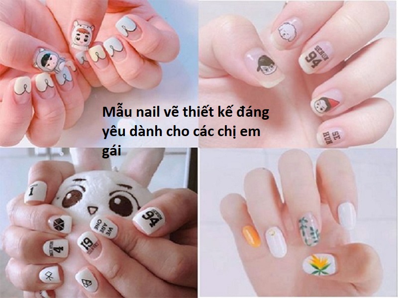 mẫu nail vẽ thiết kế