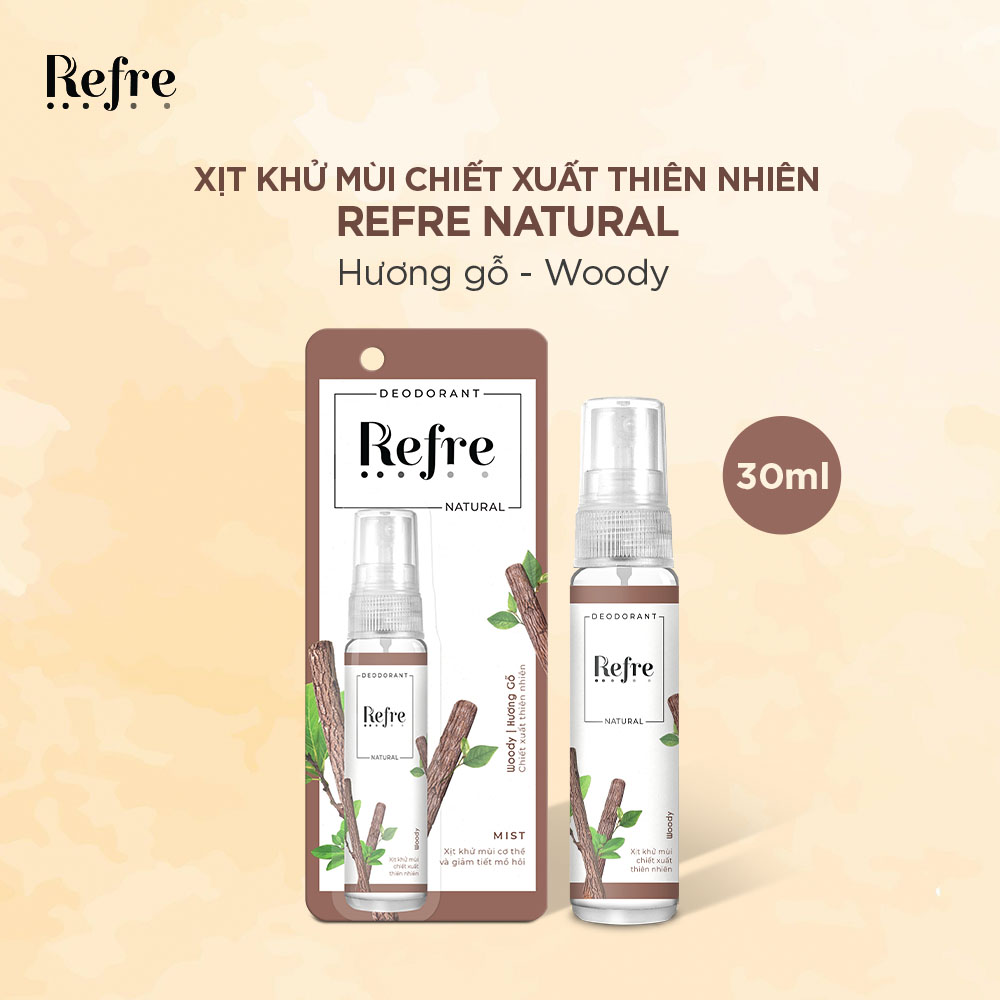 Refre-Natural-Woody xịt khử mùi cơ thể