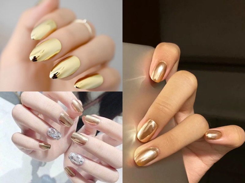 Tại sao mẫu nail tráng gương màu vàng gold lại được yêu thích như vậy?