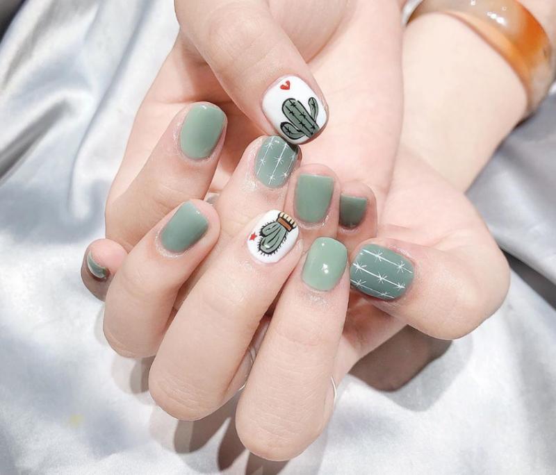 Cập nhật các mẫu nail vẽ xương rồng dễ thương nhất